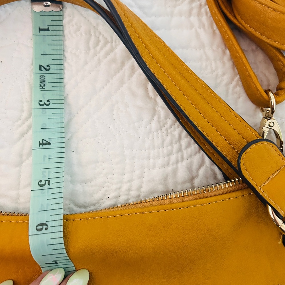 GUC - Jessica Simpson Mustard Yellow Leather Tote with Branded Charm - Picture 15 of 15